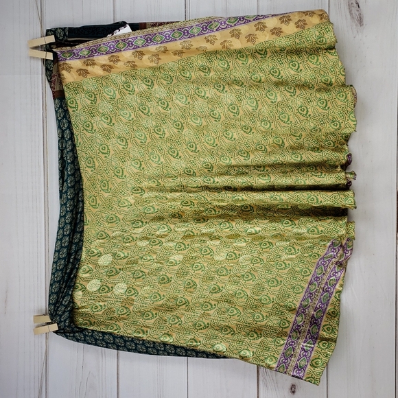 Darn Good Yarn Sari Silk Wrap Skirt Tea XL/Plus - Picture 4 of 16